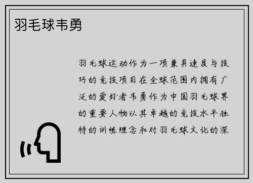 羽毛球韦勇